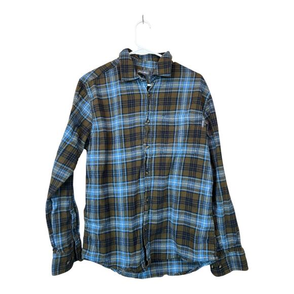 Eddie Bauer M Mens Grunge Flannel Shirt Button Down Distressed Gorpcore Utility - Picture 1 of 4